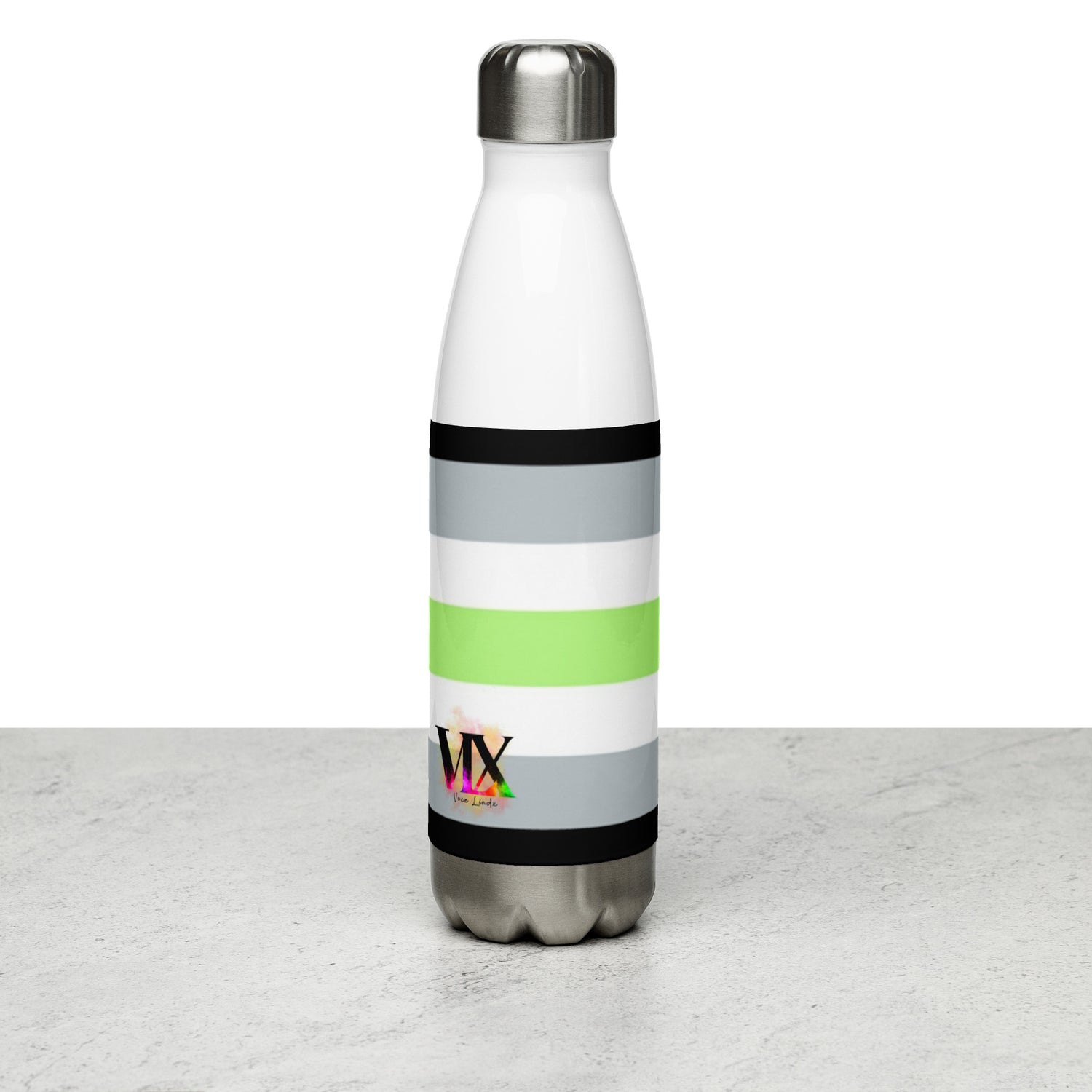 Stainless Steel Water Bottle Agender Flag