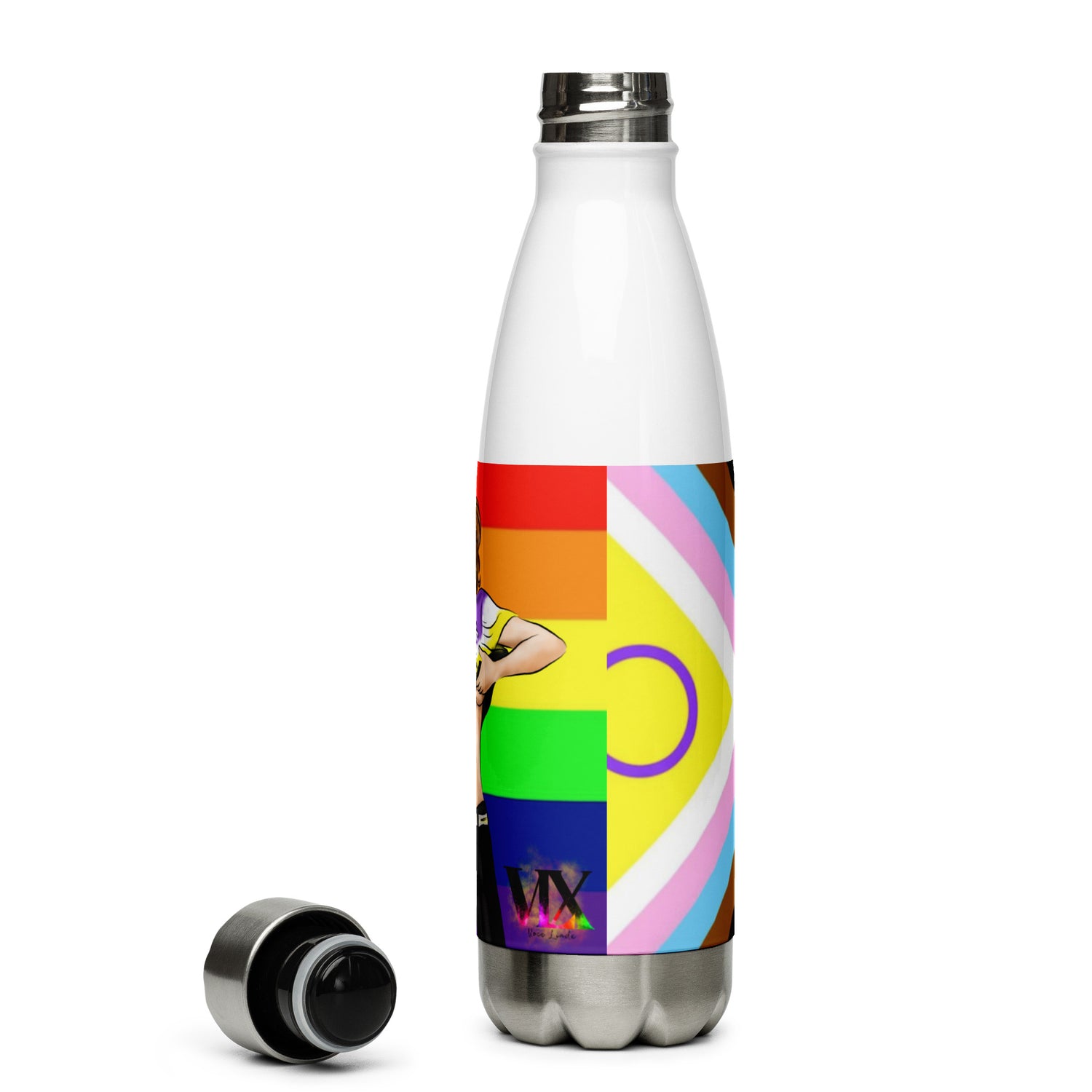 Stainless Steel Water Bottle  Pride Intersex-Inclusive , Nonbinary Pride Gender is over