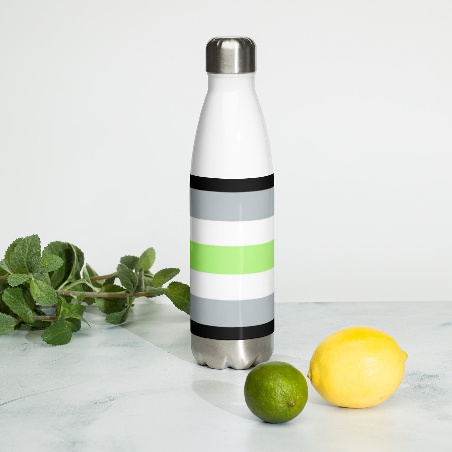 Stainless Steel Water Bottle Agender Flag