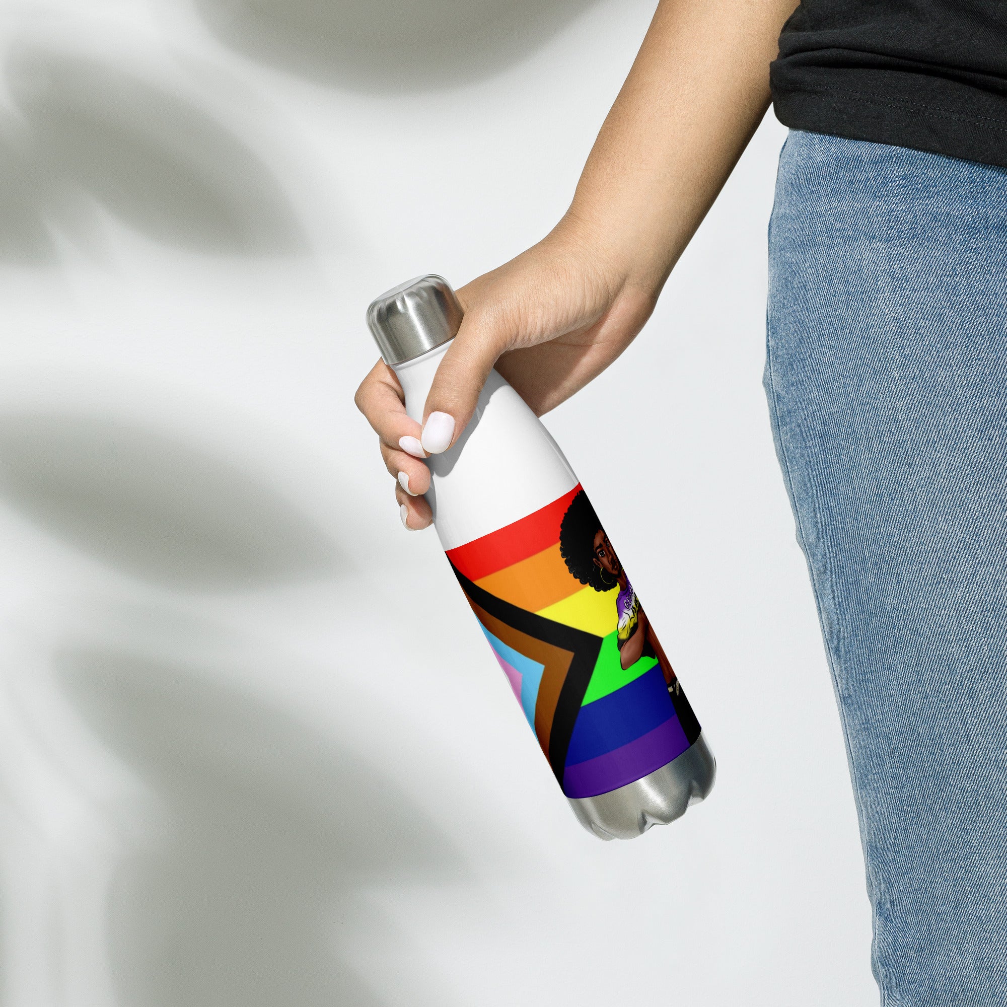 Stainless Steel Water Bottle Non-binary and Pride Intersex-Inclusive