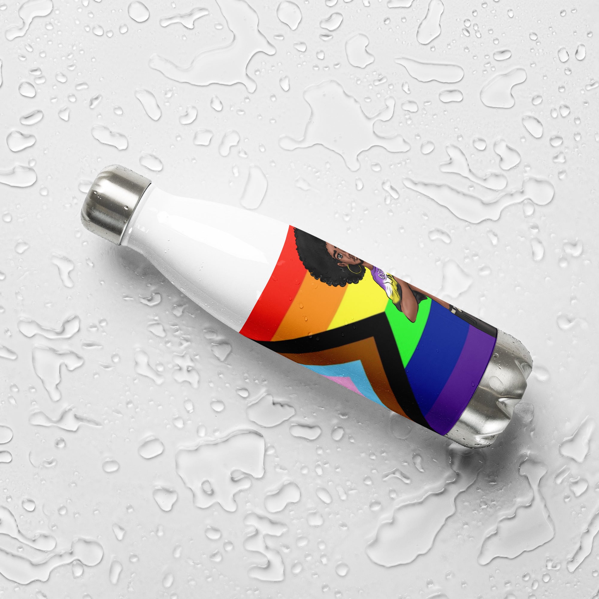 Stainless Steel Water Bottle Non-binary and Pride Intersex-Inclusive