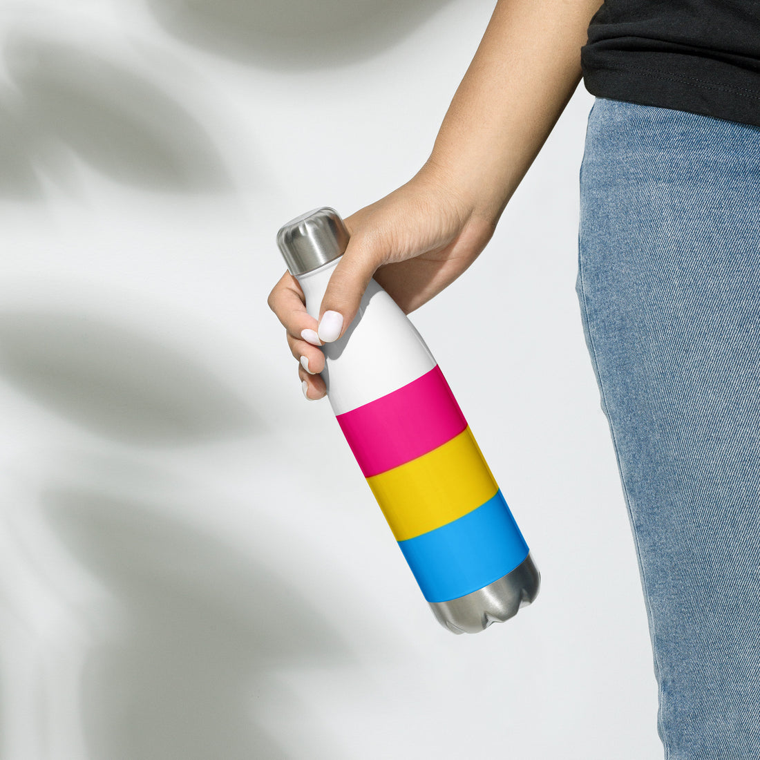 Stainless Steel Water Bottle Pansexual Flag