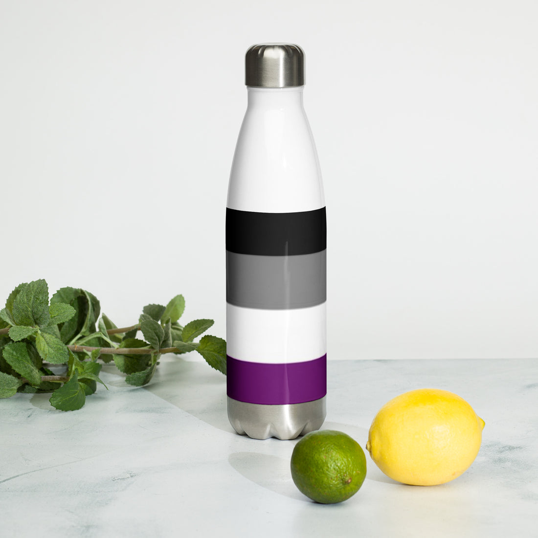 Stainless Steel Water Bottle Asexual Flag