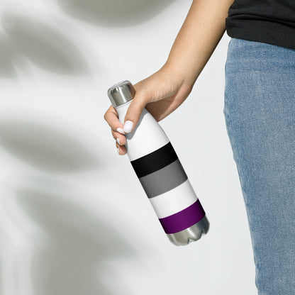 Stainless Steel Water Bottle Asexual Flag