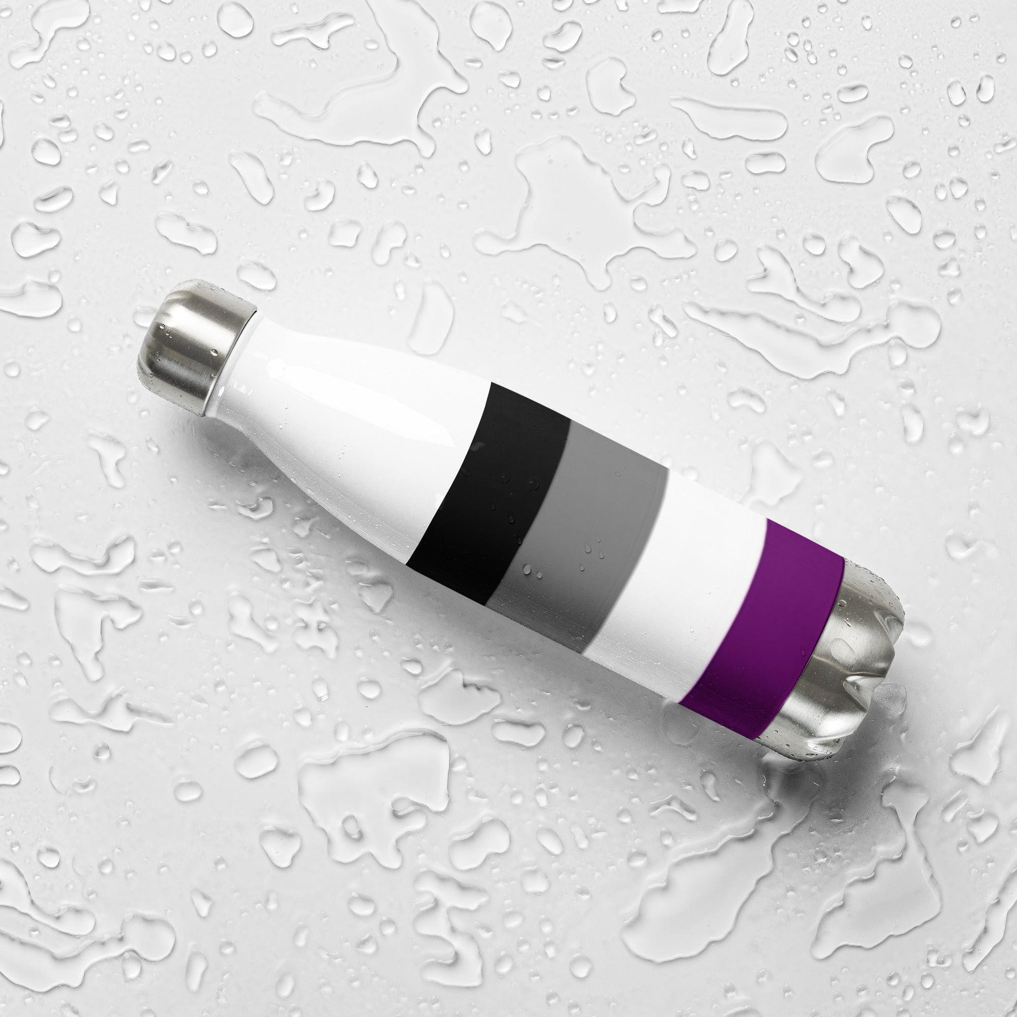 Stainless Steel Water Bottle Asexual Flag