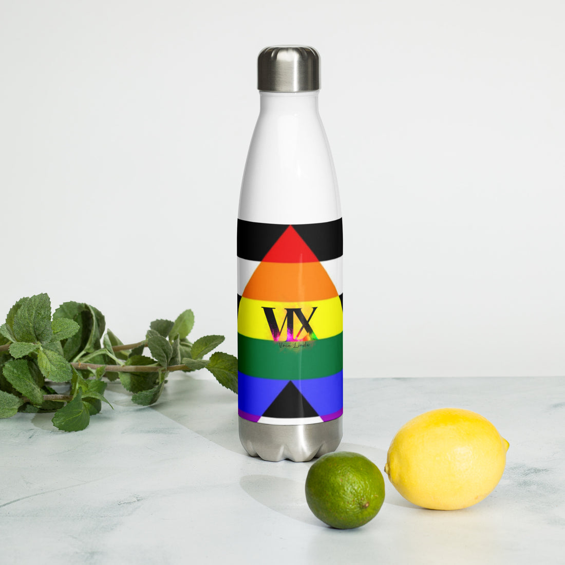 Stainless Steel Water Bottle Straight Ally Flag