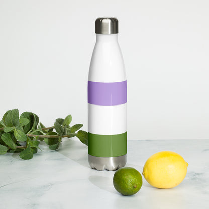 Stainless Steel Water Bottle Genderqueer Flag