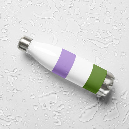 Stainless Steel Water Bottle Genderqueer Flag