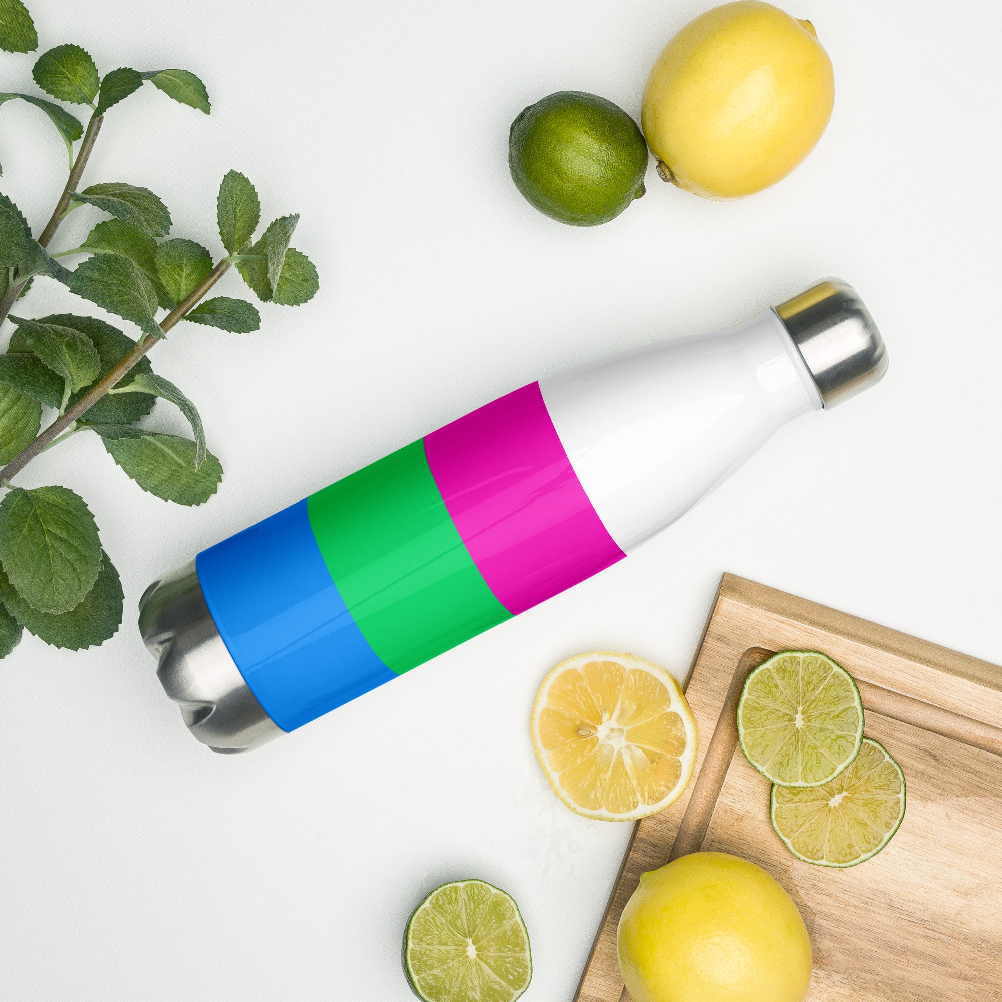 Stainless Steel Water Bottle Polysexual Flag