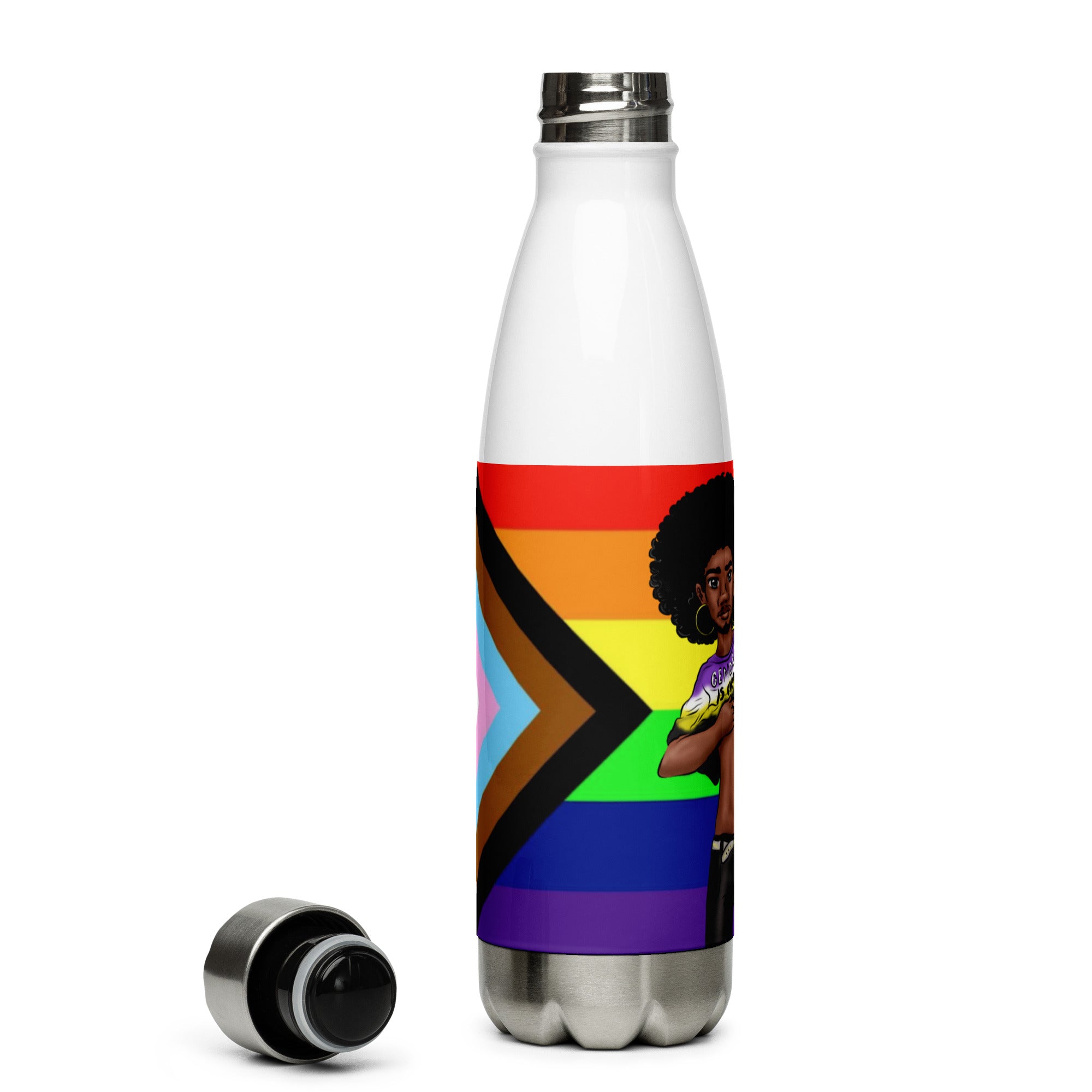 Stainless Steel Water Bottle Non-binary and Pride Intersex-Inclusive