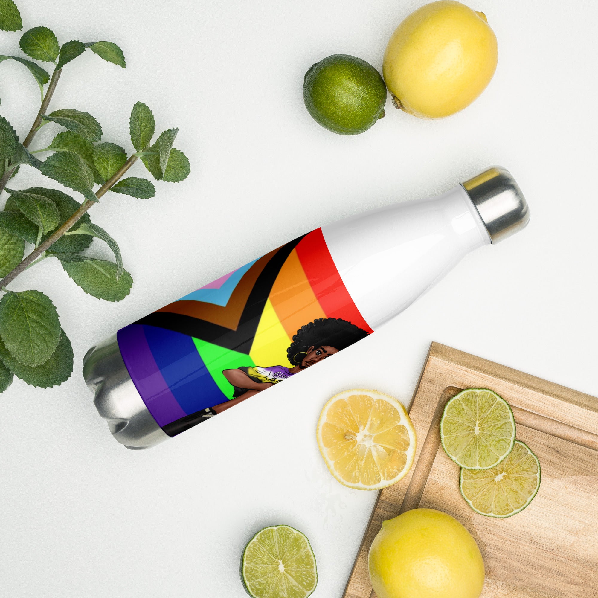 Stainless Steel Water Bottle Non-binary and Pride Intersex-Inclusive