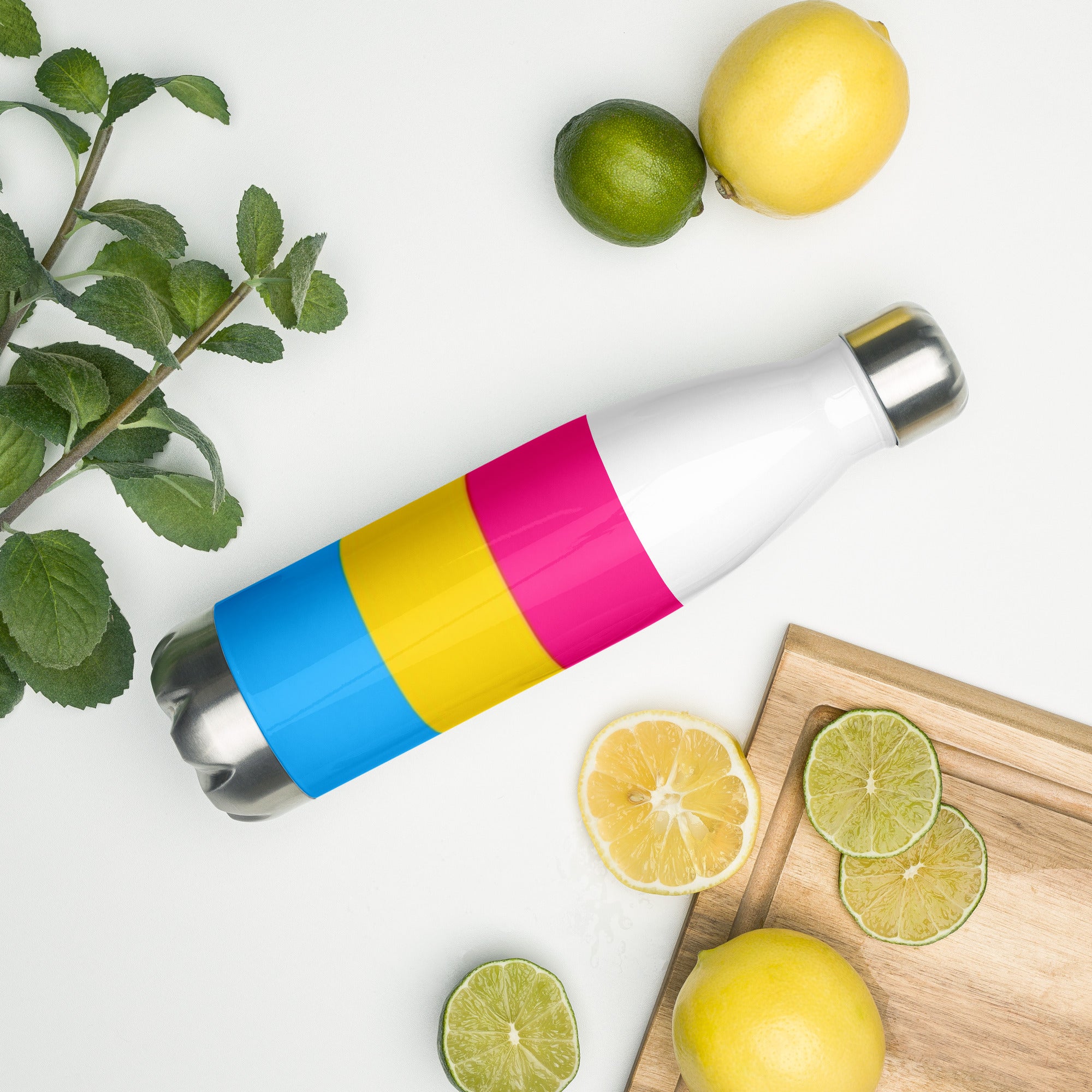 Stainless Steel Water Bottle Pansexual Flag