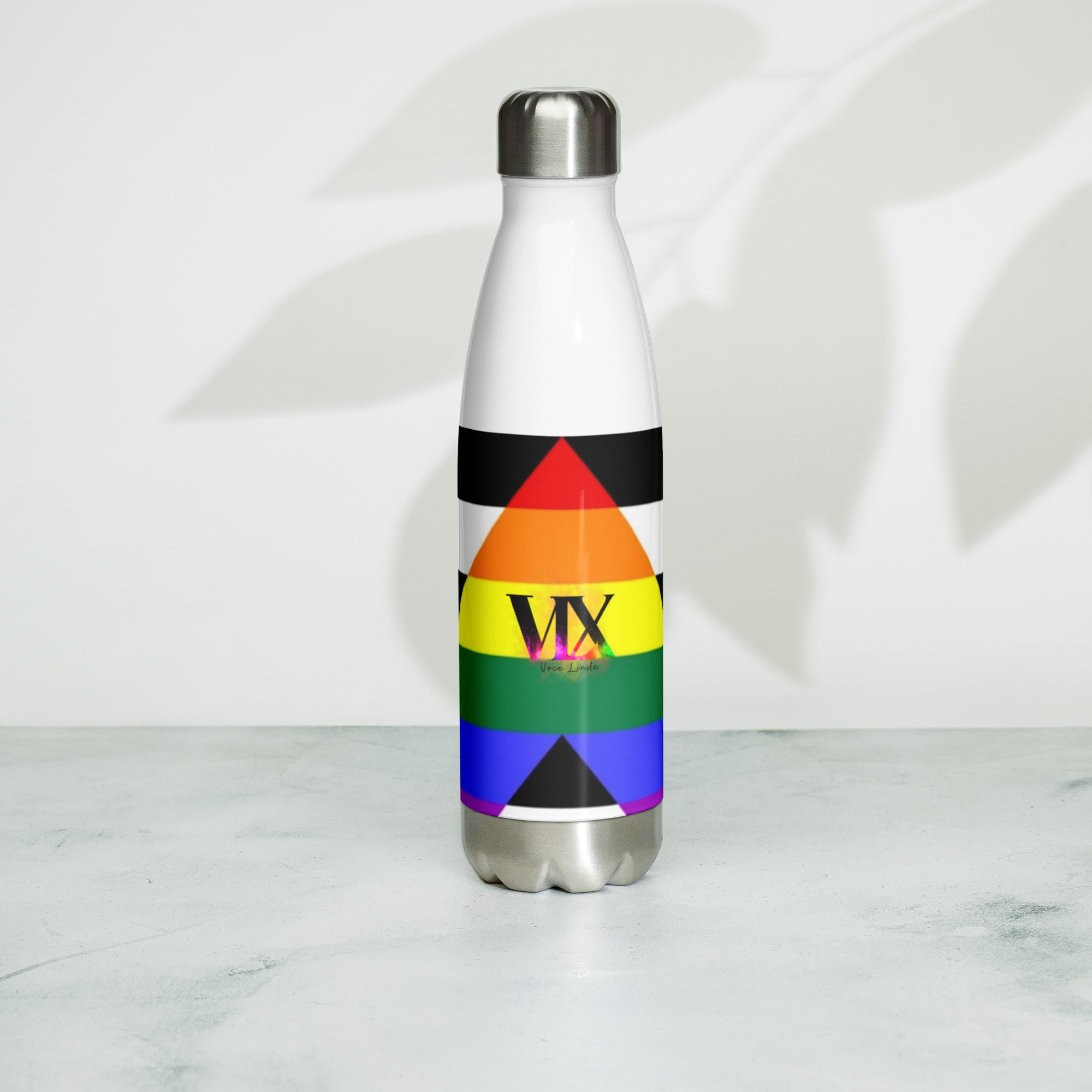 Stainless Steel Water Bottle Straight Ally Flag