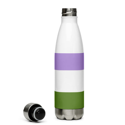 Stainless Steel Water Bottle Genderqueer Flag