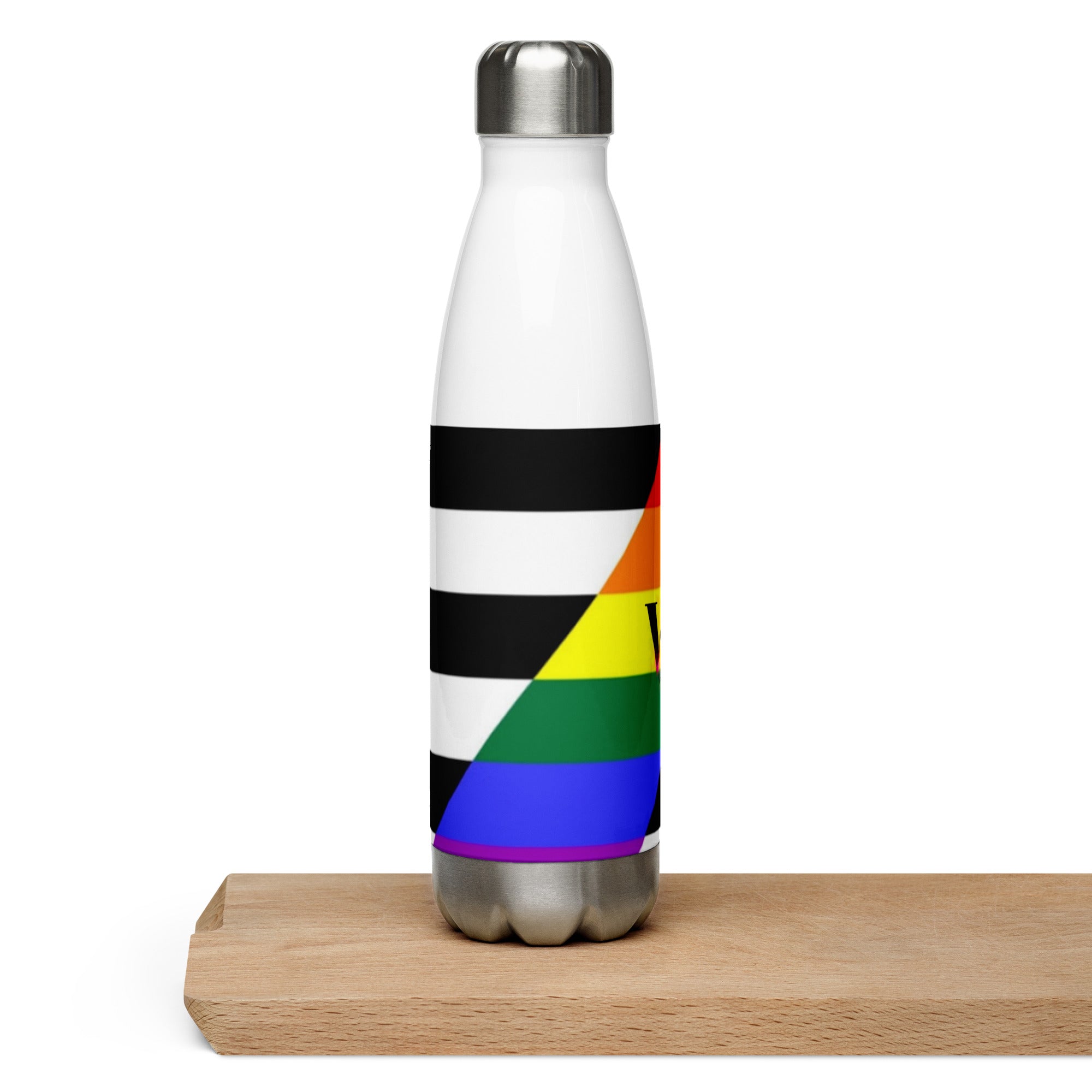 Stainless Steel Water Bottle Straight Ally Flag