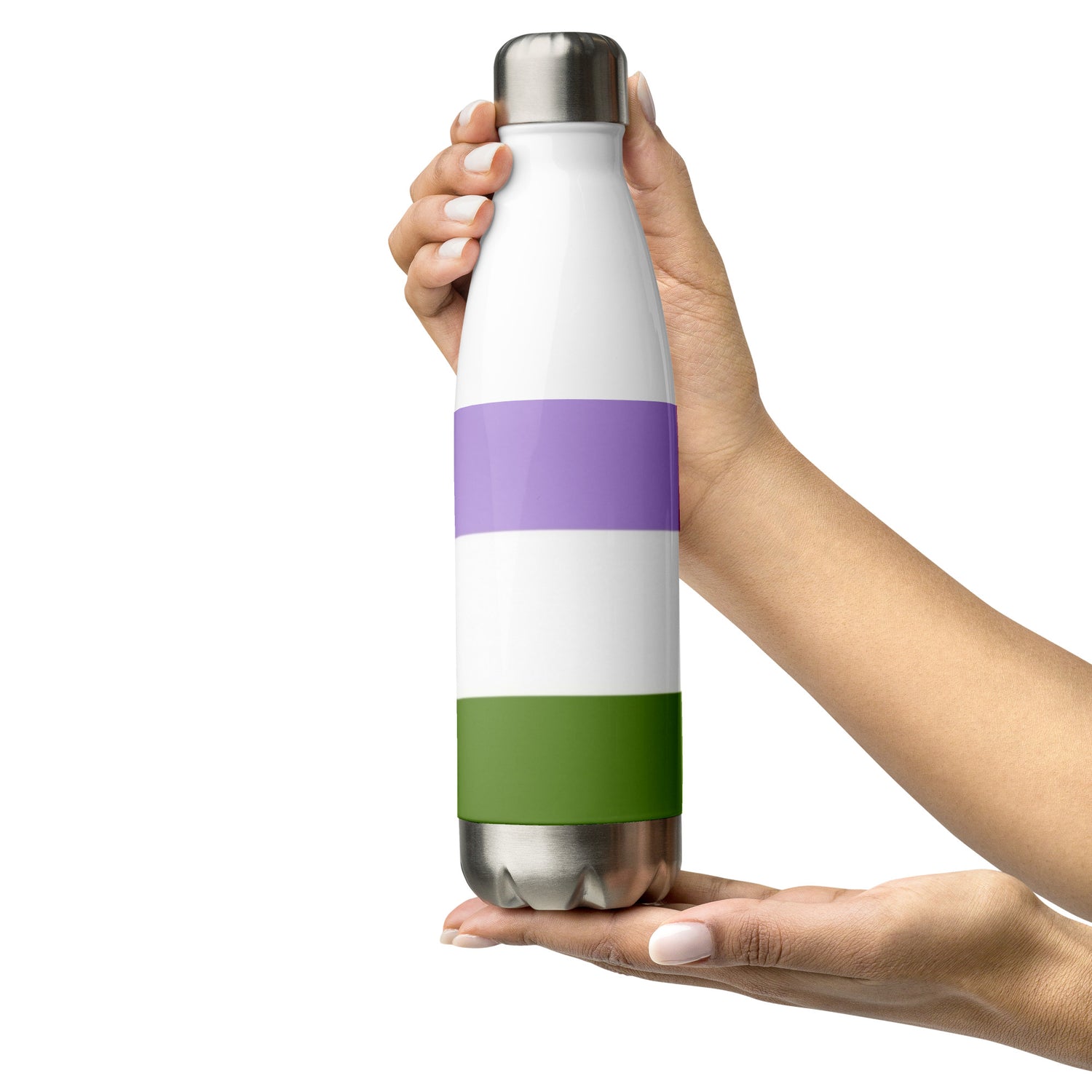 Stainless Steel Water Bottle Genderqueer Flag