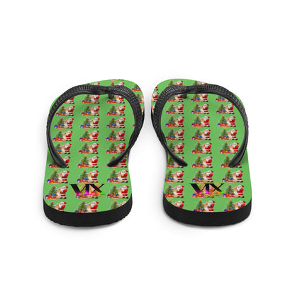 Christmas Santa Green Flip Flops