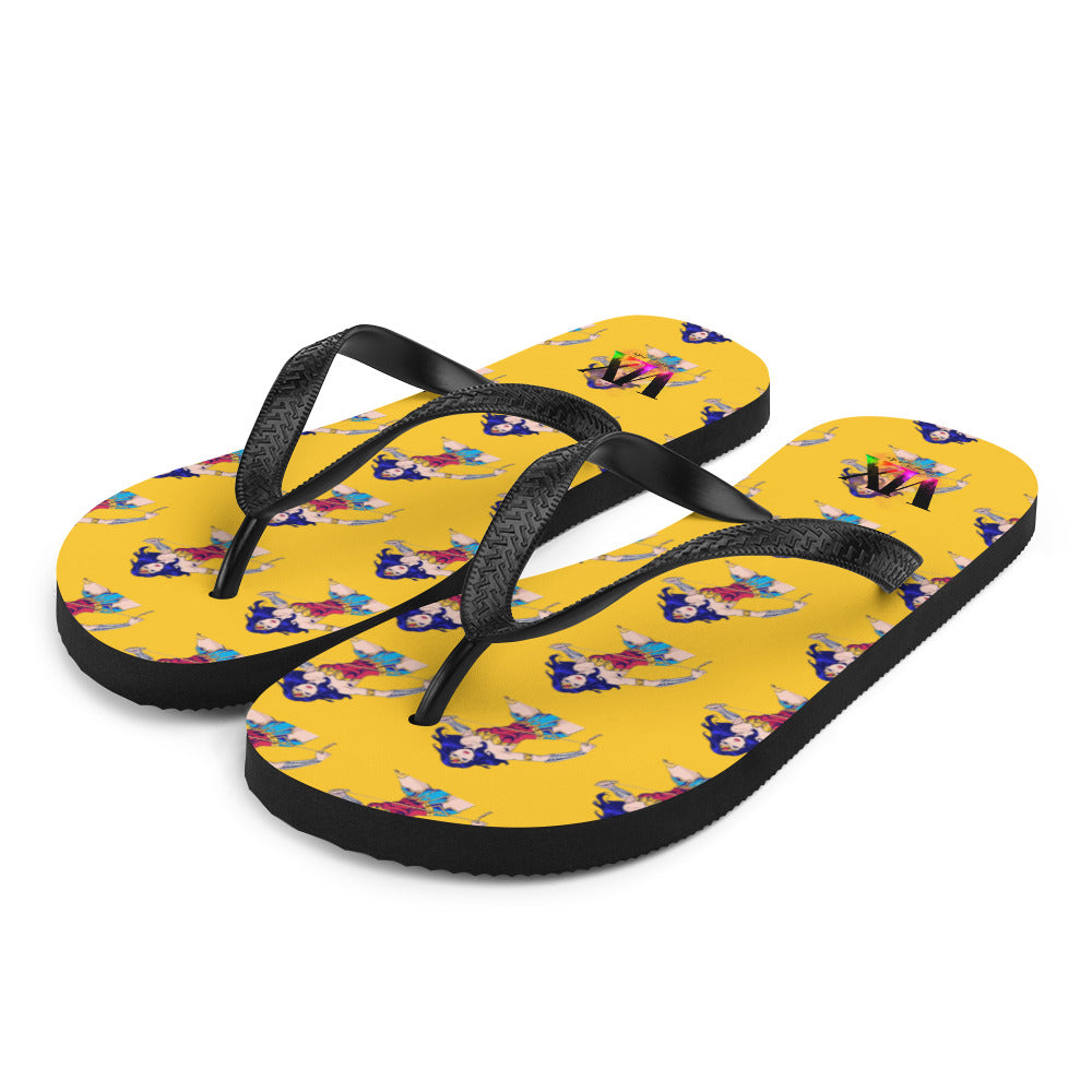 Flip-Flops Wonder Woman on Yellow Background