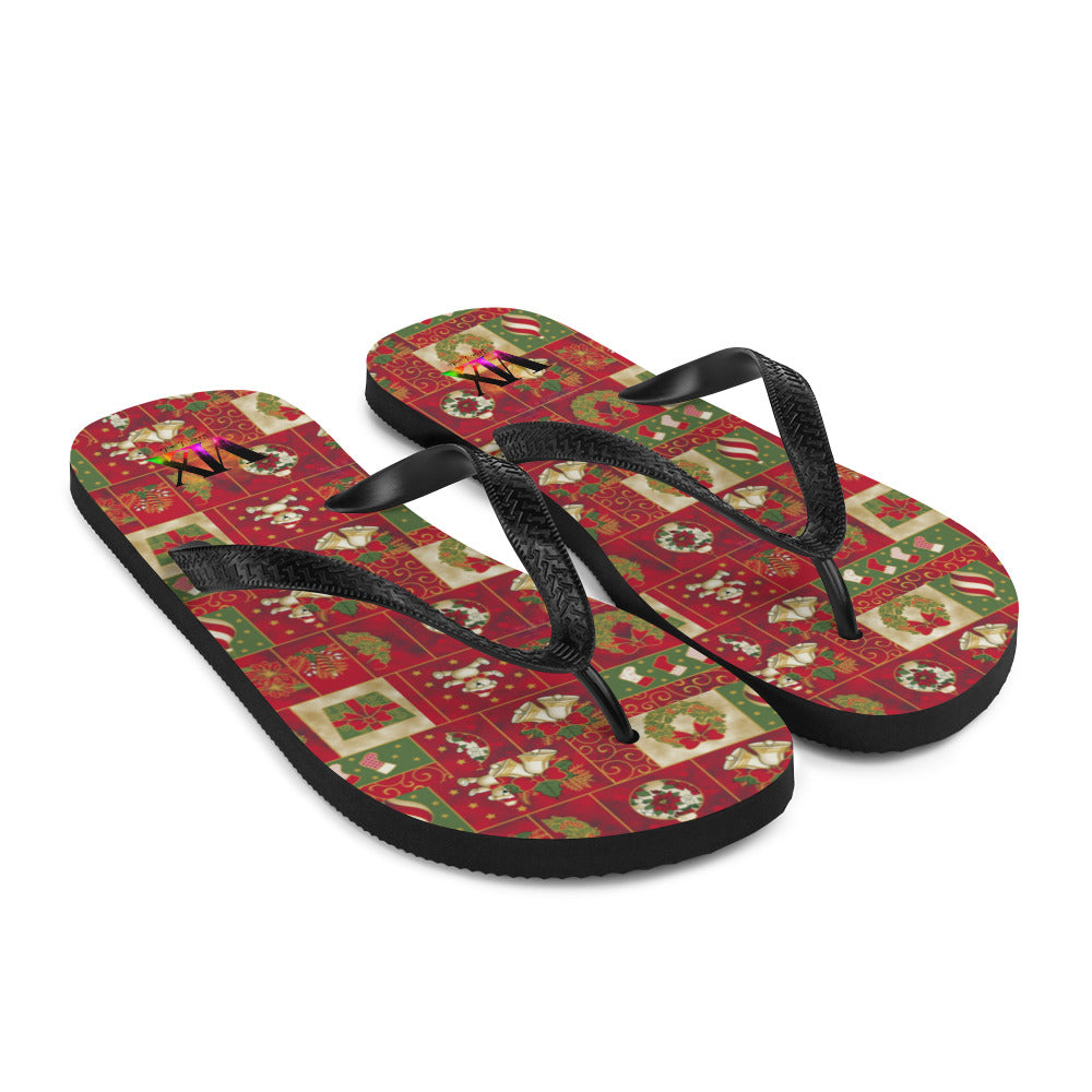 Christmas Santa red Flip Flops