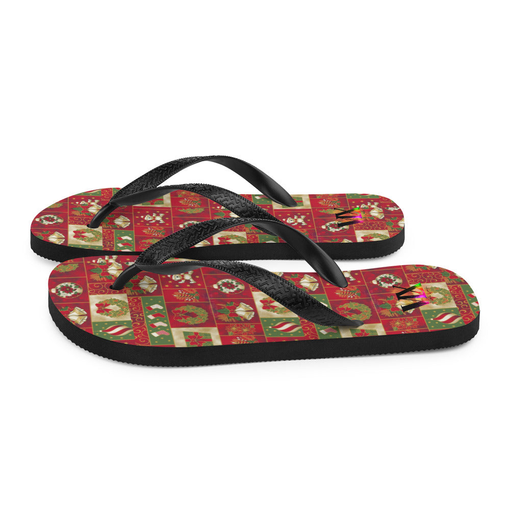 Christmas Santa red Flip Flops