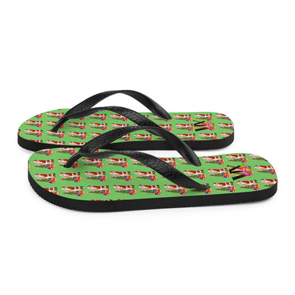 Christmas Santa Green Flip Flops