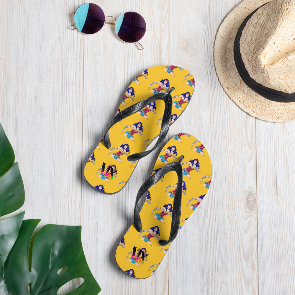 Flip-Flops Wonder Woman on Yellow Background