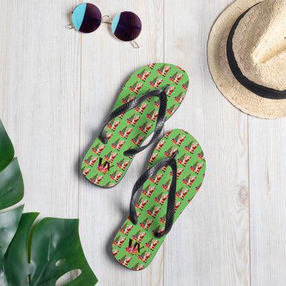 Christmas Santa Green Flip Flops