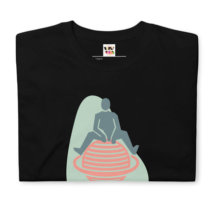 Short-Sleeve T-Shirt Sitting on Planet With a Ring