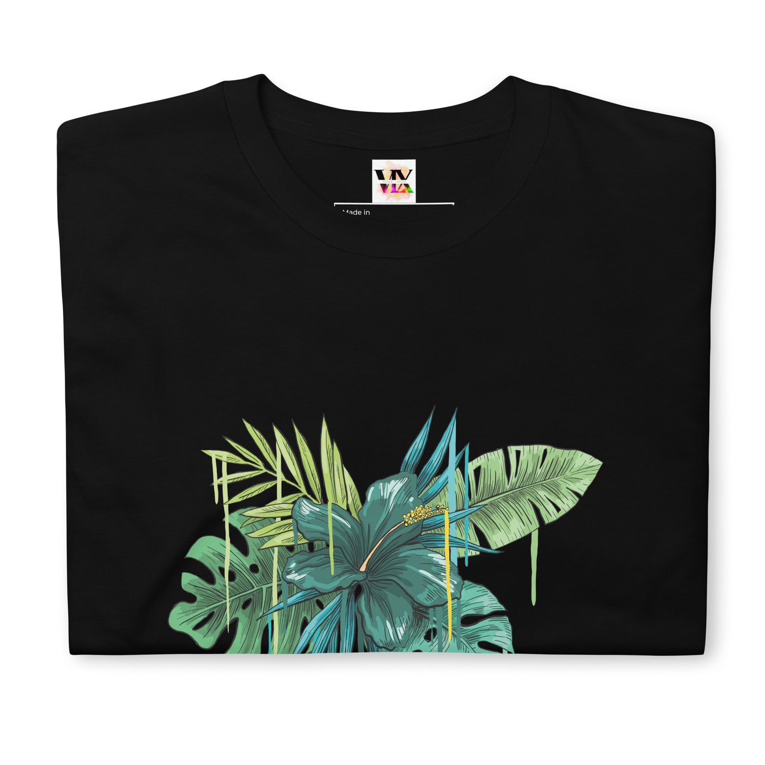 Camiseta Manga Corta Flor Azul