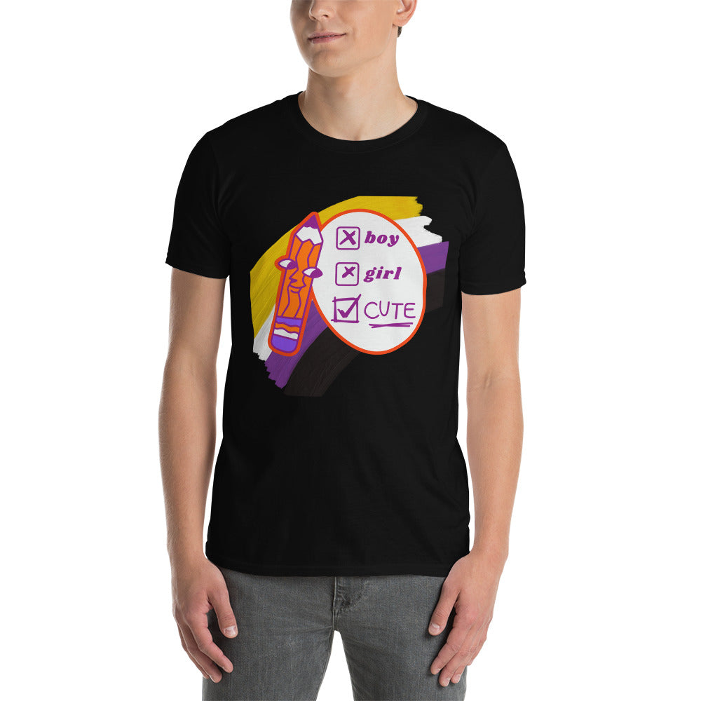 Camiseta de manga curta não binária