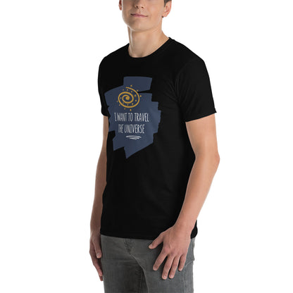 Camiseta Manga Curta Quero Viajar pelo Universo