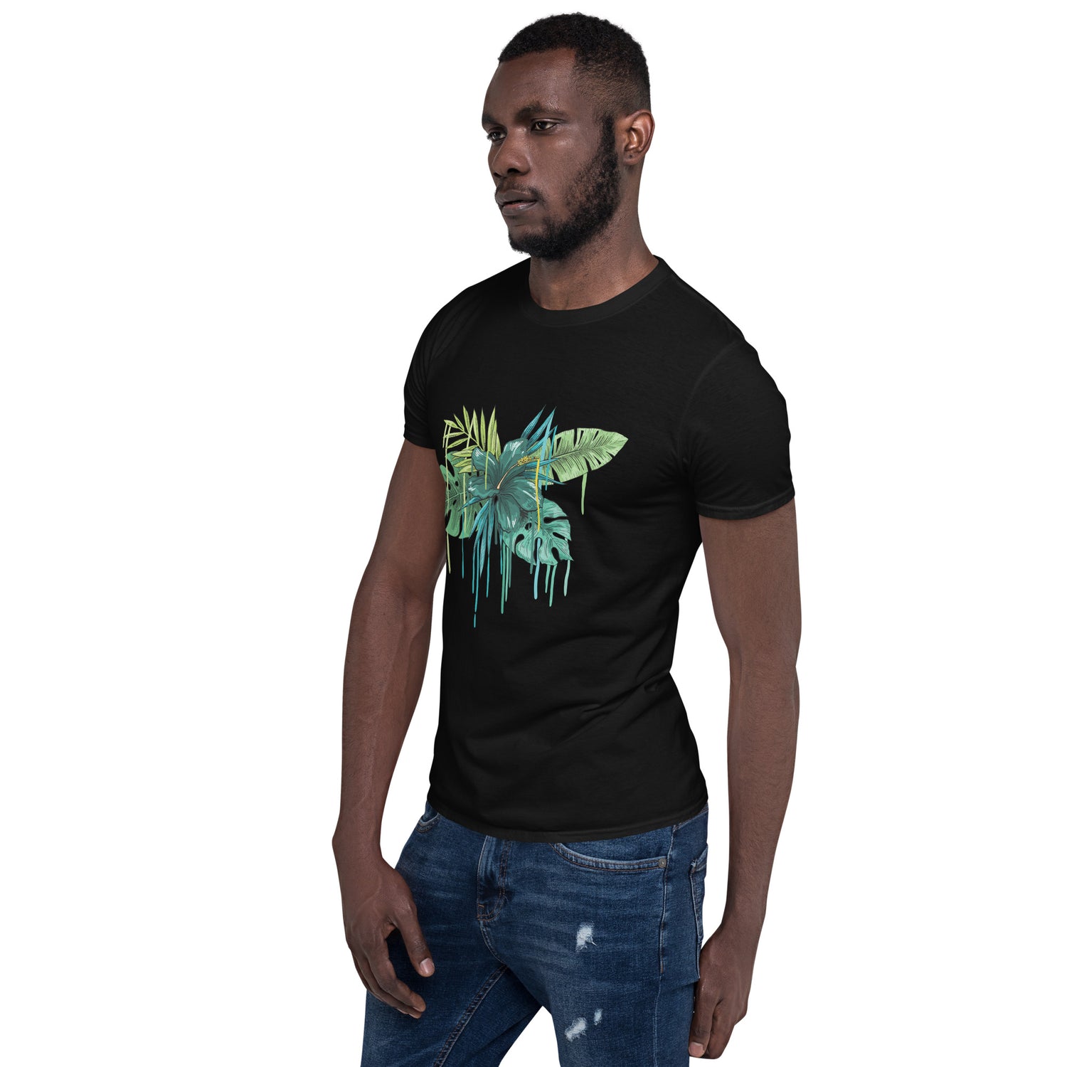 Camiseta Manga Corta Flor Azul