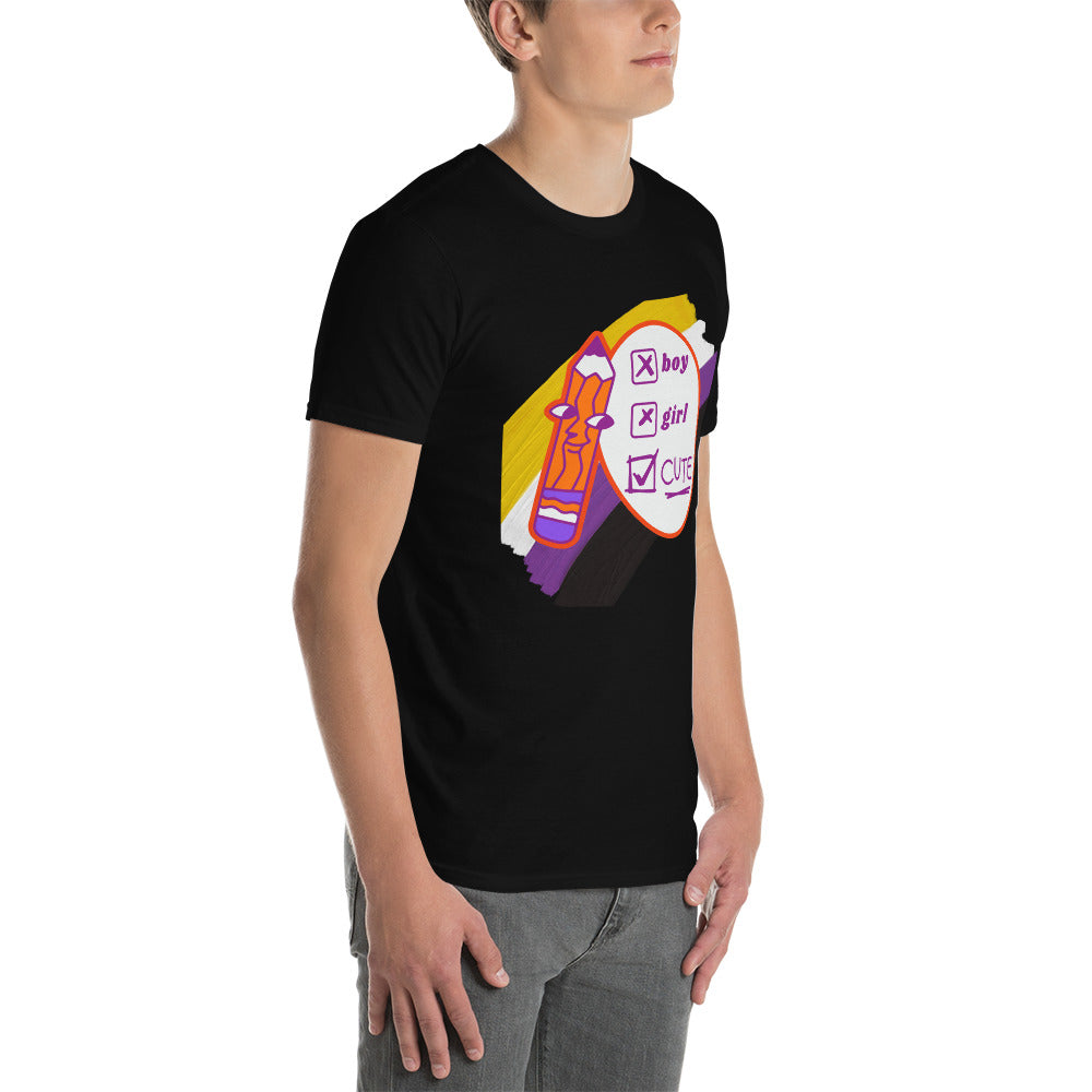 Camiseta de manga curta não binária