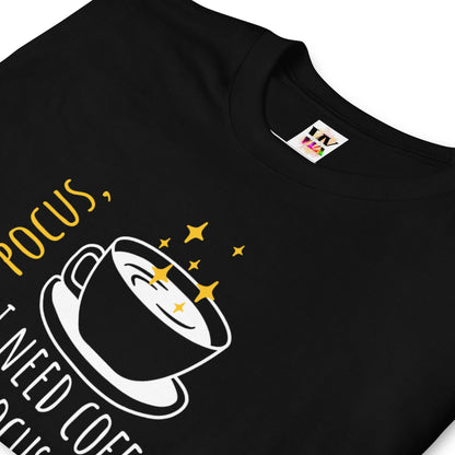 Camiseta de manga curta Preciso de café para focar