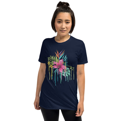 Camiseta Manga Corta Flor Rosa