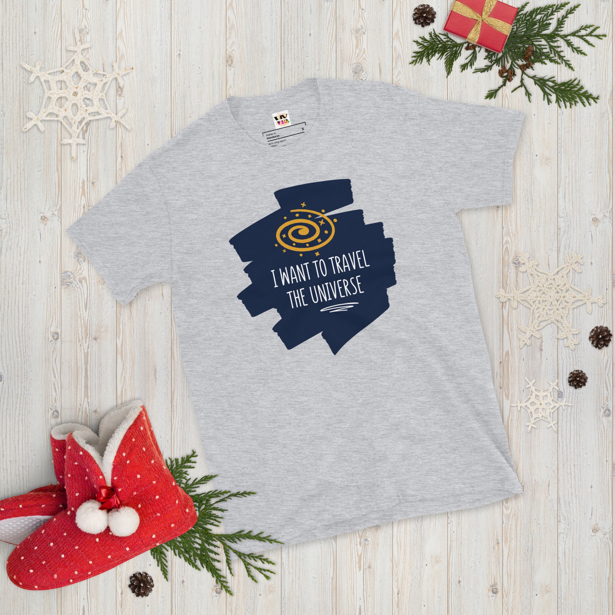 Camiseta Manga Curta Quero Viajar pelo Universo