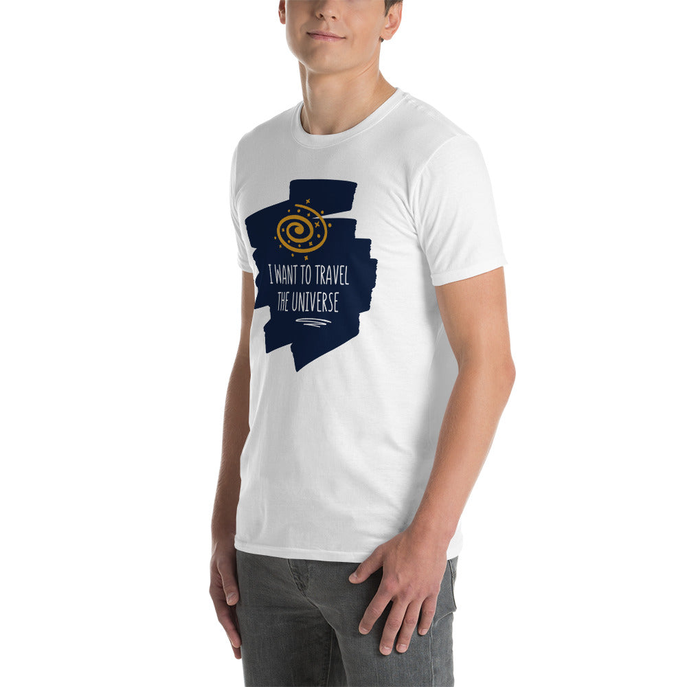 Camiseta Manga Curta Quero Viajar pelo Universo