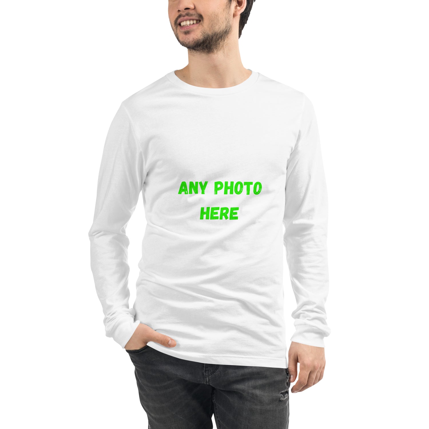 Camiseta de manga comprida com visual casual Carregue qualquer foto