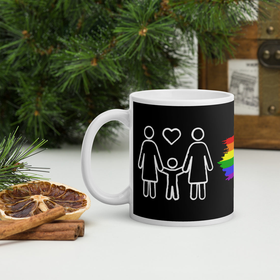 Caneca branca brilhante Two Mums Resistance Family