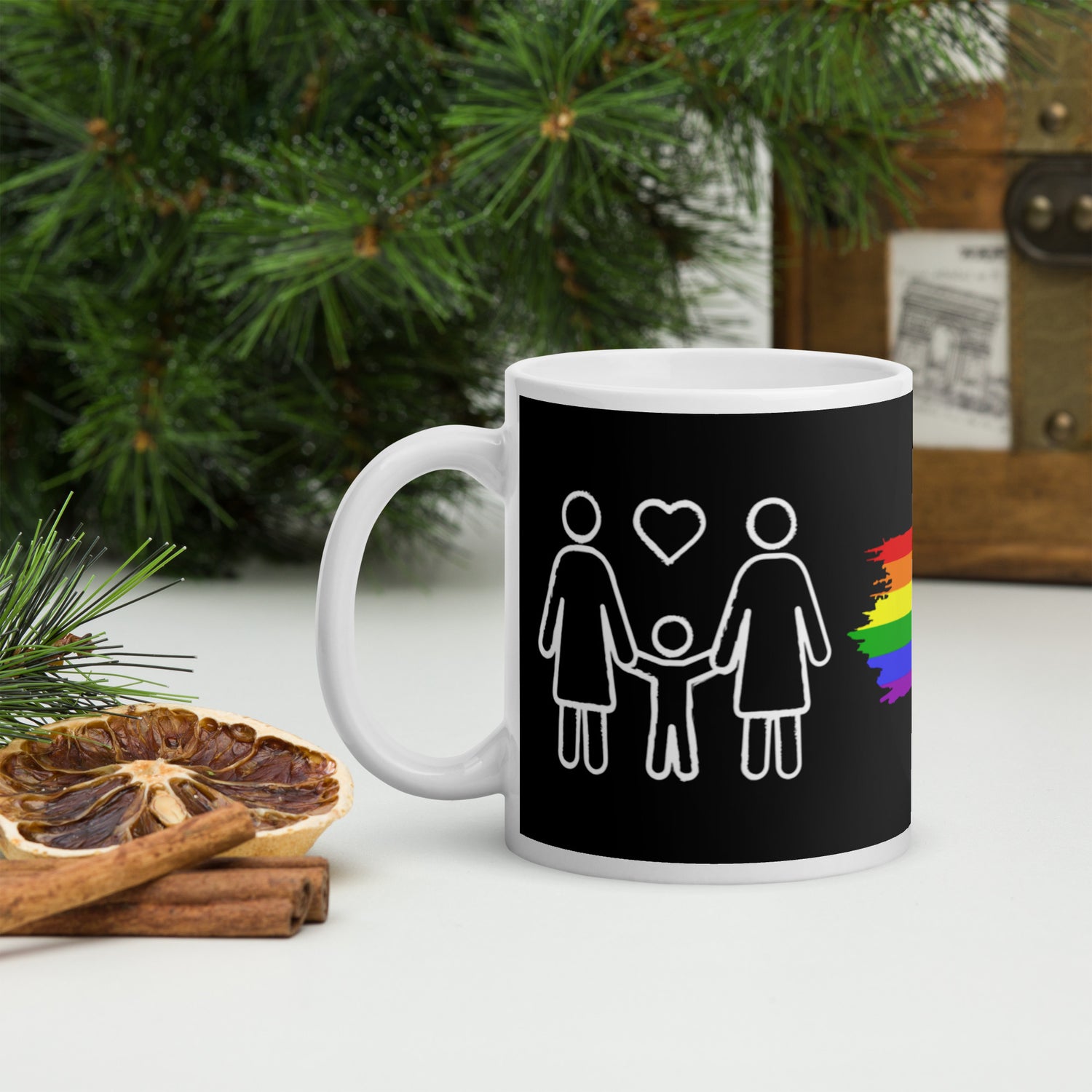 Taza blanca brillante Two Mums Resistance Family