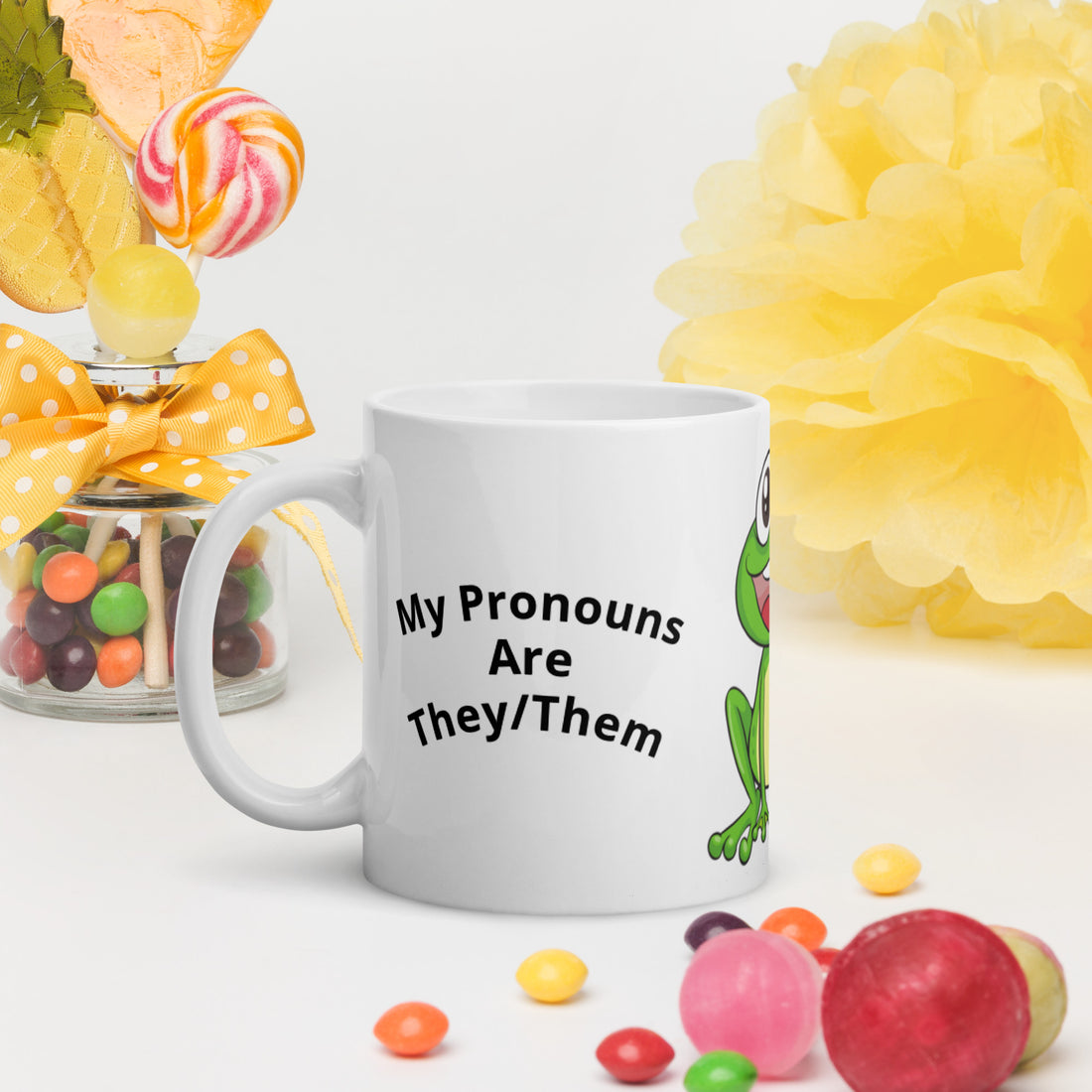 White glossy mug My Pronoun is They/Them