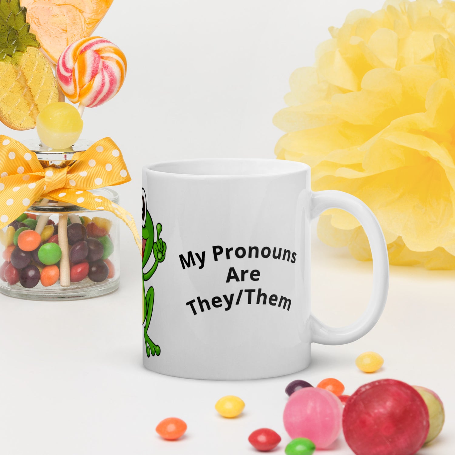 White glossy mug My Pronoun is They/Them