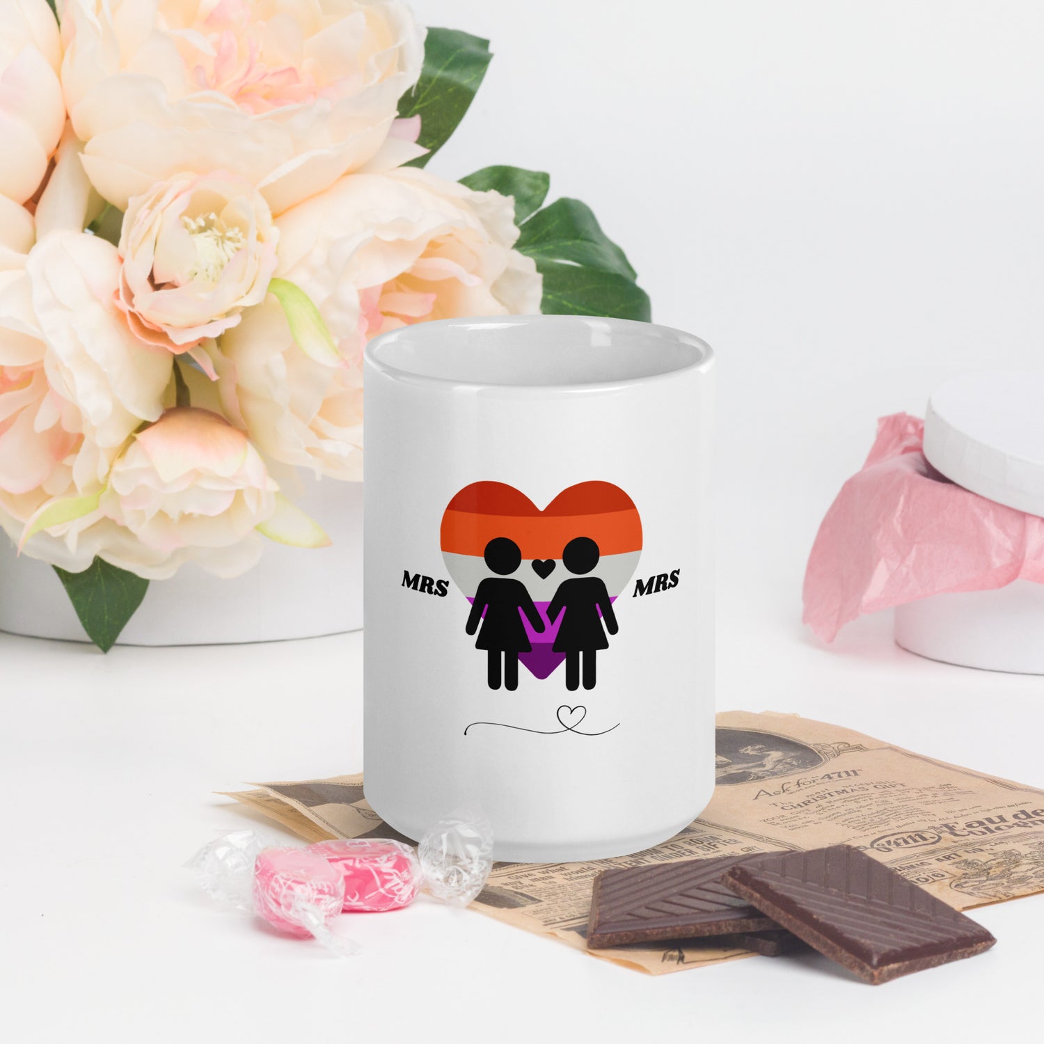 White glossy mug Lesbian Pride Wedding