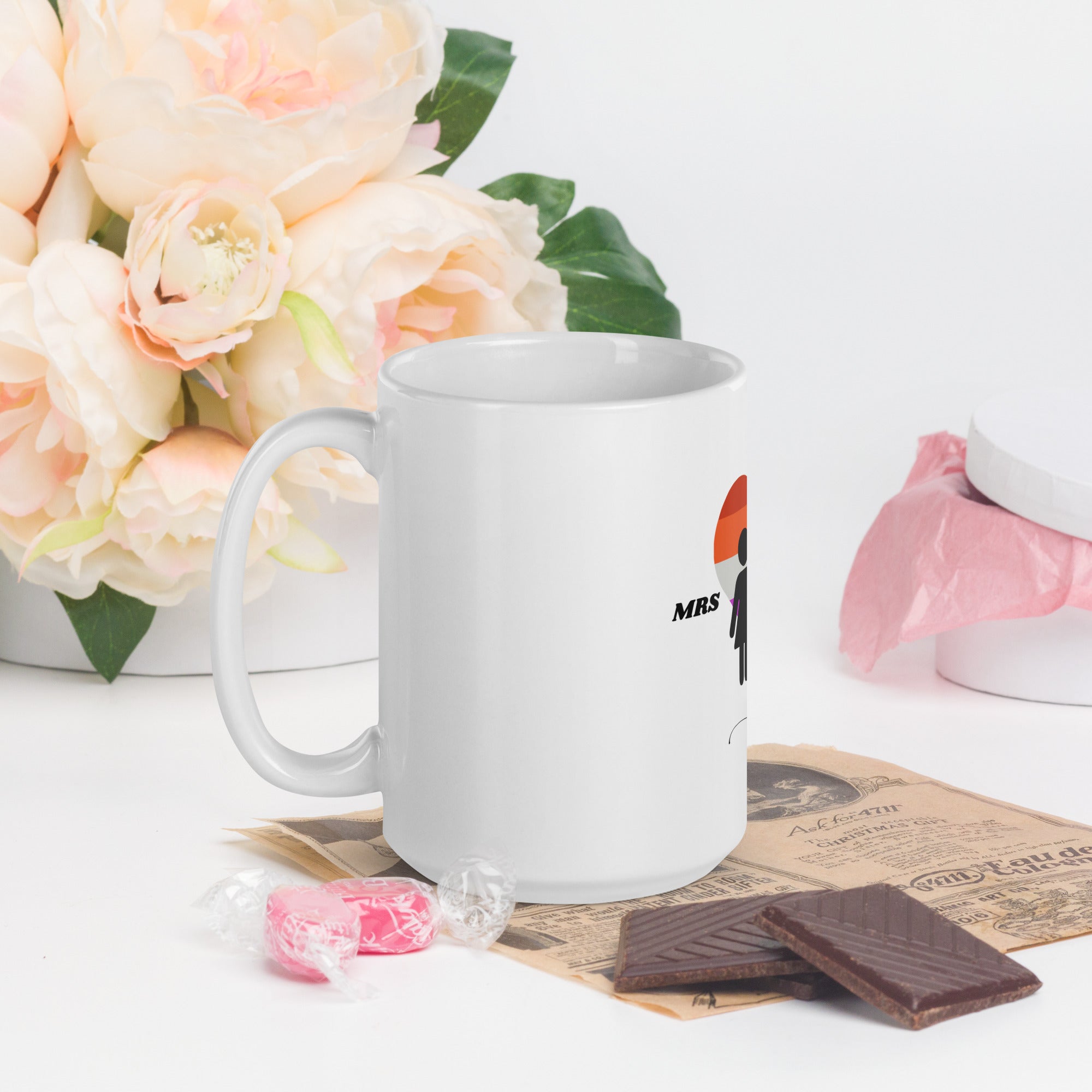 White glossy mug Lesbian Pride Wedding