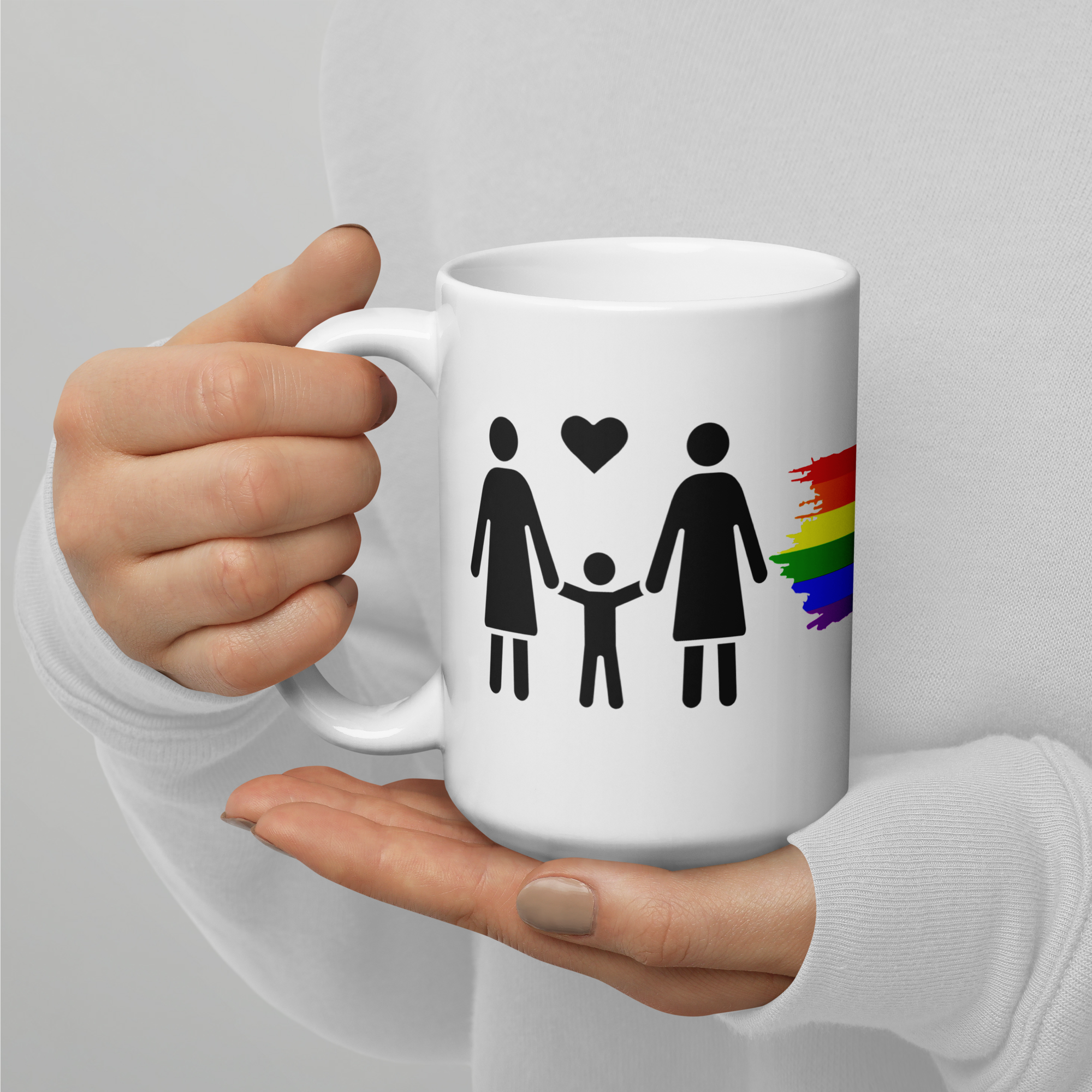 White glossy mug Two Mums Resistance Family