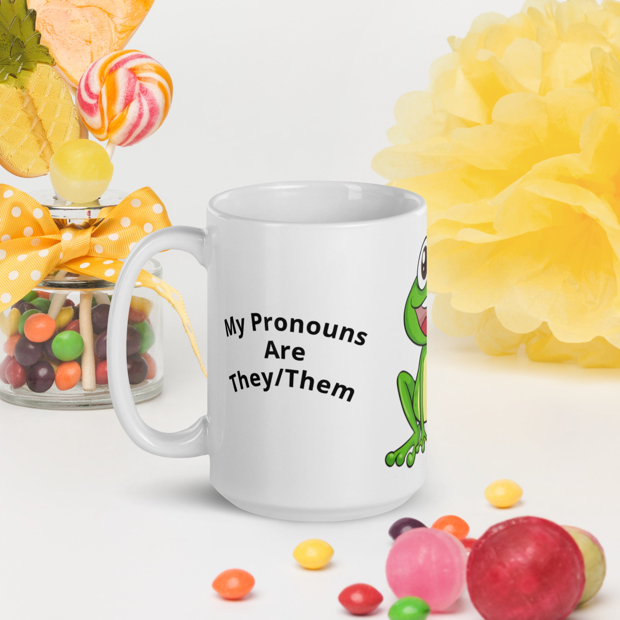 White glossy mug My Pronoun is They/Them